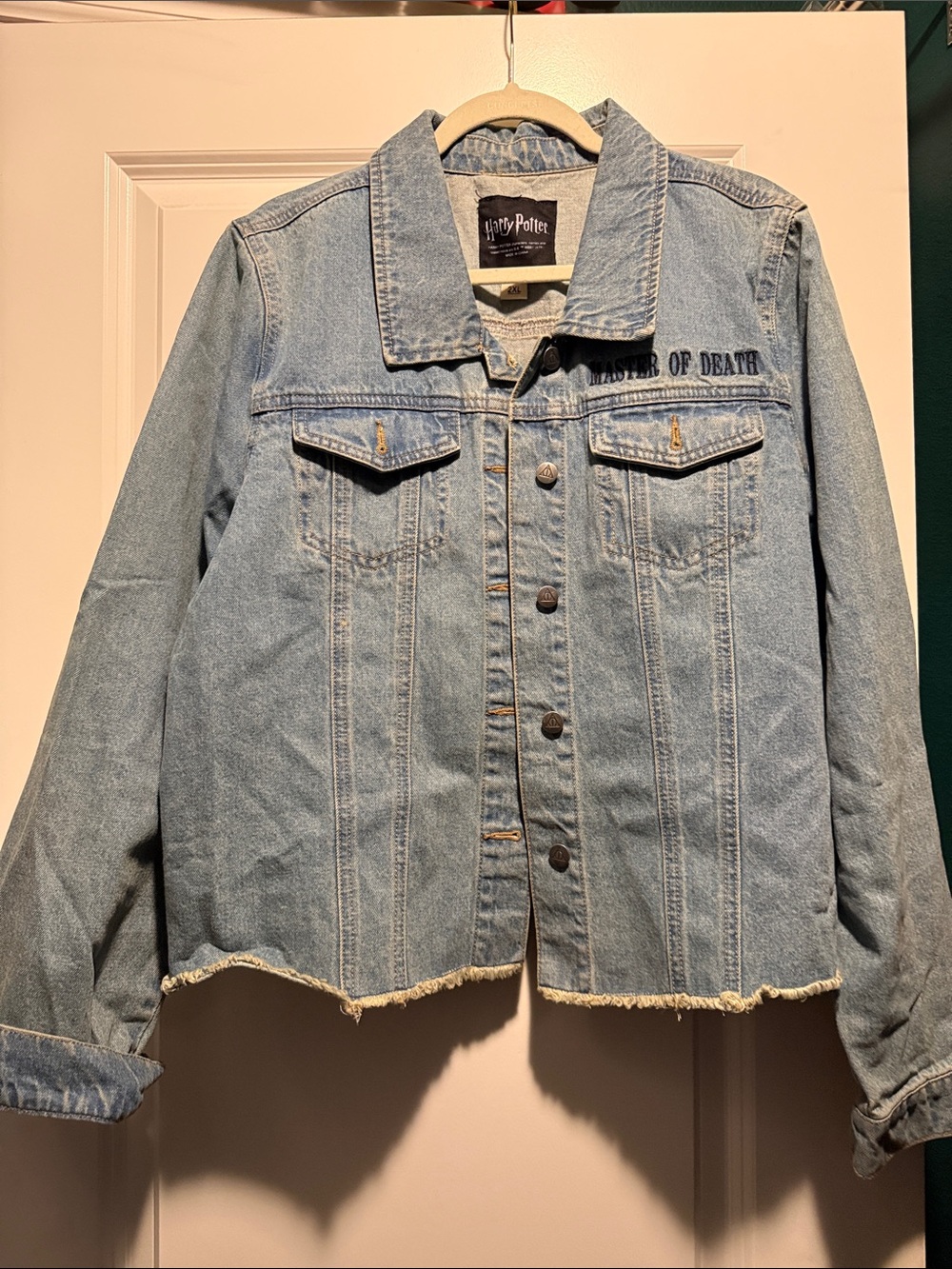 Warner Bros. Light Blue Denim Jean Jacket with 'Master of Death' Embroidery